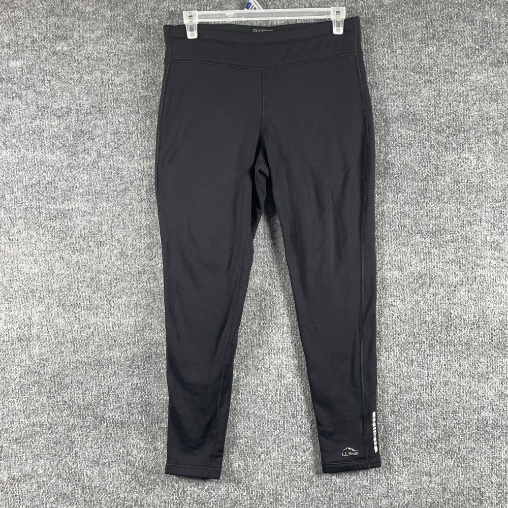 LL Bean Pants Mens Large Black Fleece Lined Activewear Jogger Base Layer Warm